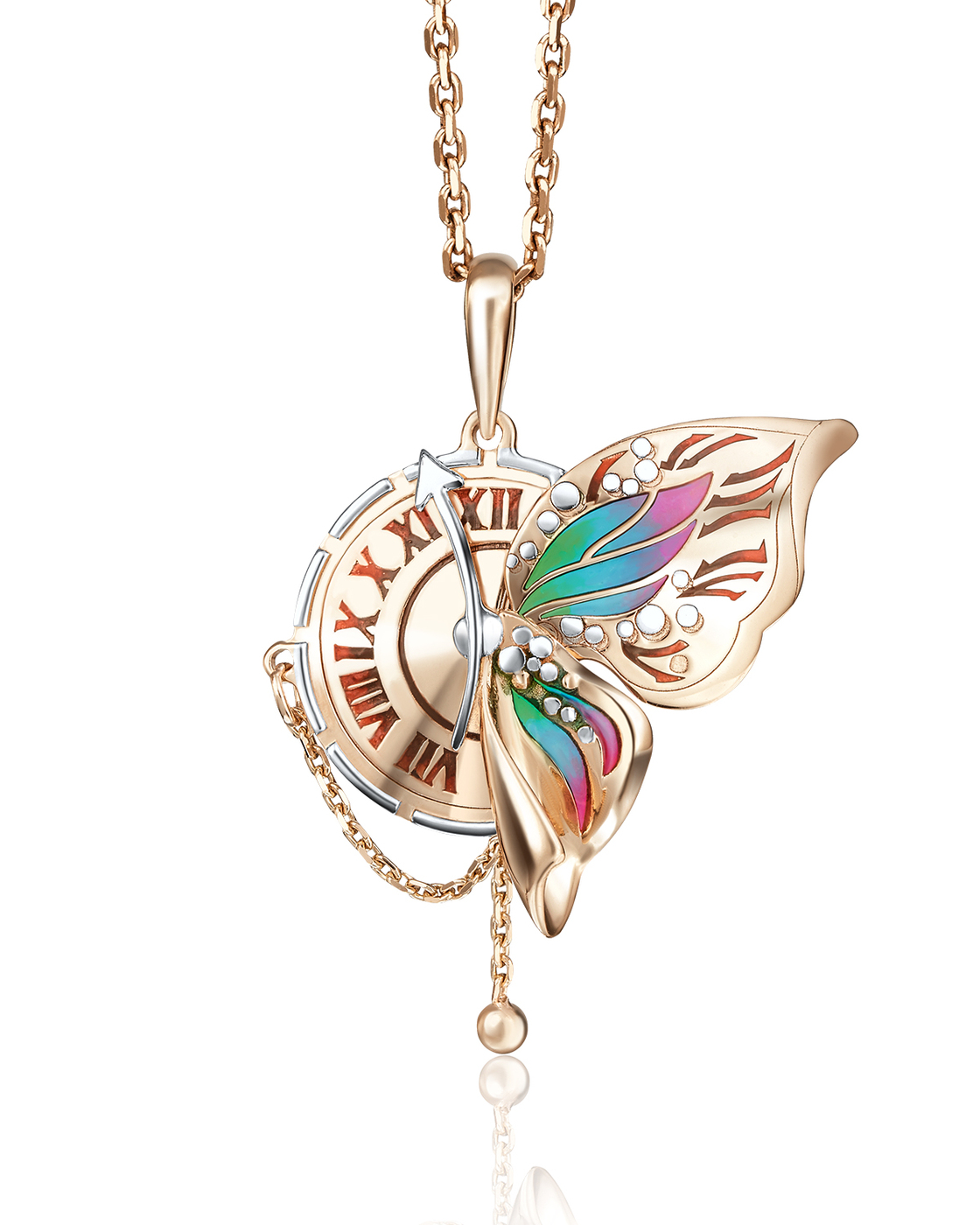 Кулон из красного золота PLATINA jewelry 03-2768-00-000-1110-59, эмаль