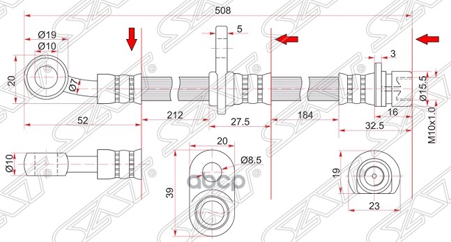 фото Шланг тормозной передний (таиланд) honda hr-v 98-05 lh=rh sat арт. st-01464-s2h-000