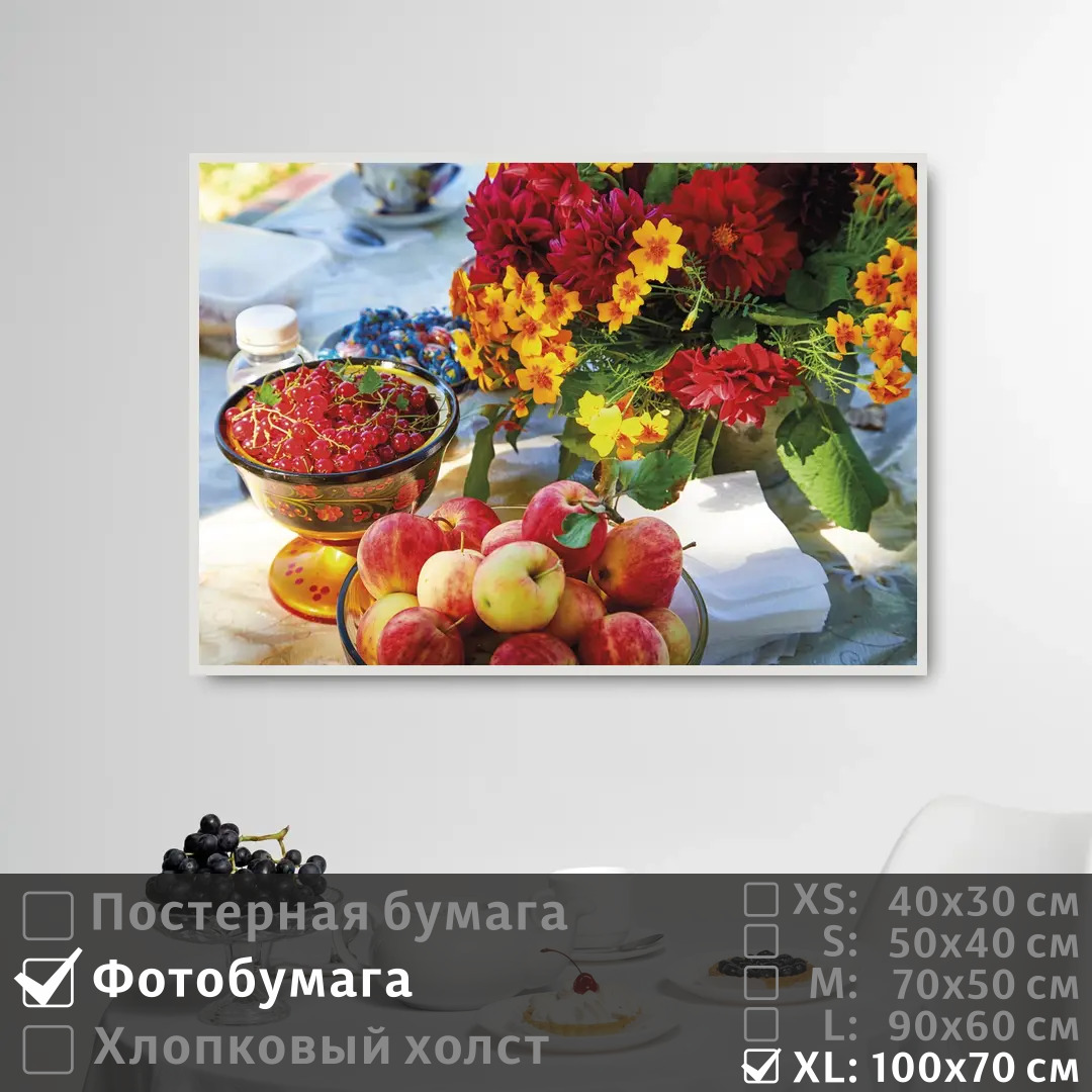 

Постер на фотобумаге ПолиЦентр Яблоки и красная смородина на столе 100х70 см, ЯблокиИКраснаяСмородинаНаСтоле1