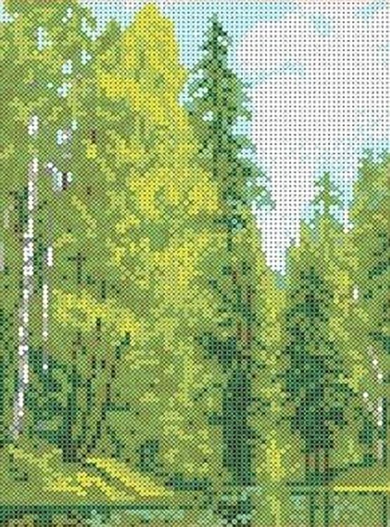 

Рисунок на ткани «Озеро в лесу»