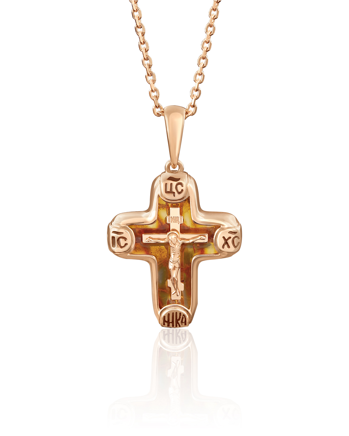 Кулон из золота с янтарем PLATINA jewelry 03-2667-00-271-1110-46