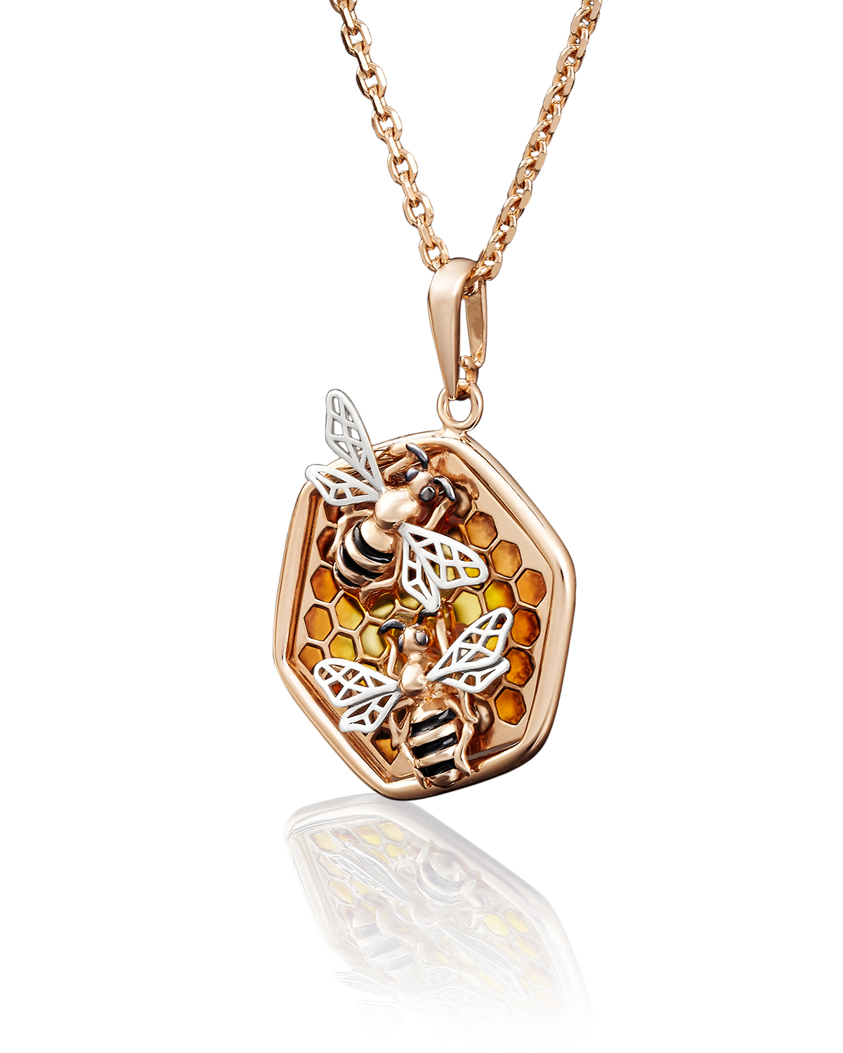 Кулон из красного золота/белого золота PLATINA jewelry 03-2641-00-000-1111-48, эмаль