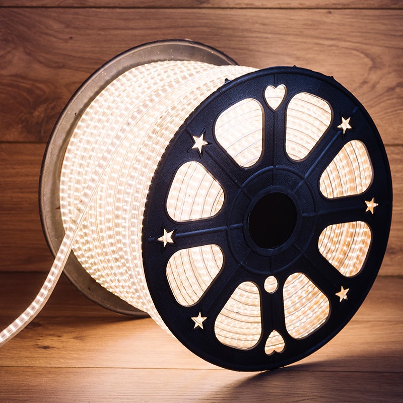 

Светодиодная лента Neon-night 142-804 100 м белый теплый, 142-804 220 В, 6.5x15 мм, IP67, SMD 3014, 240 LED/m, теплый белый, 100 метров