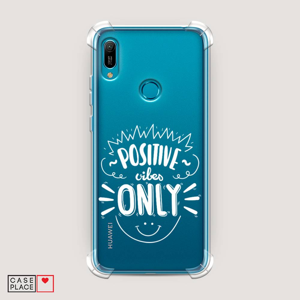 

Чехол Awog на Huawei Y6 2019 "Positive vibes only графика", Белый, 68651-1