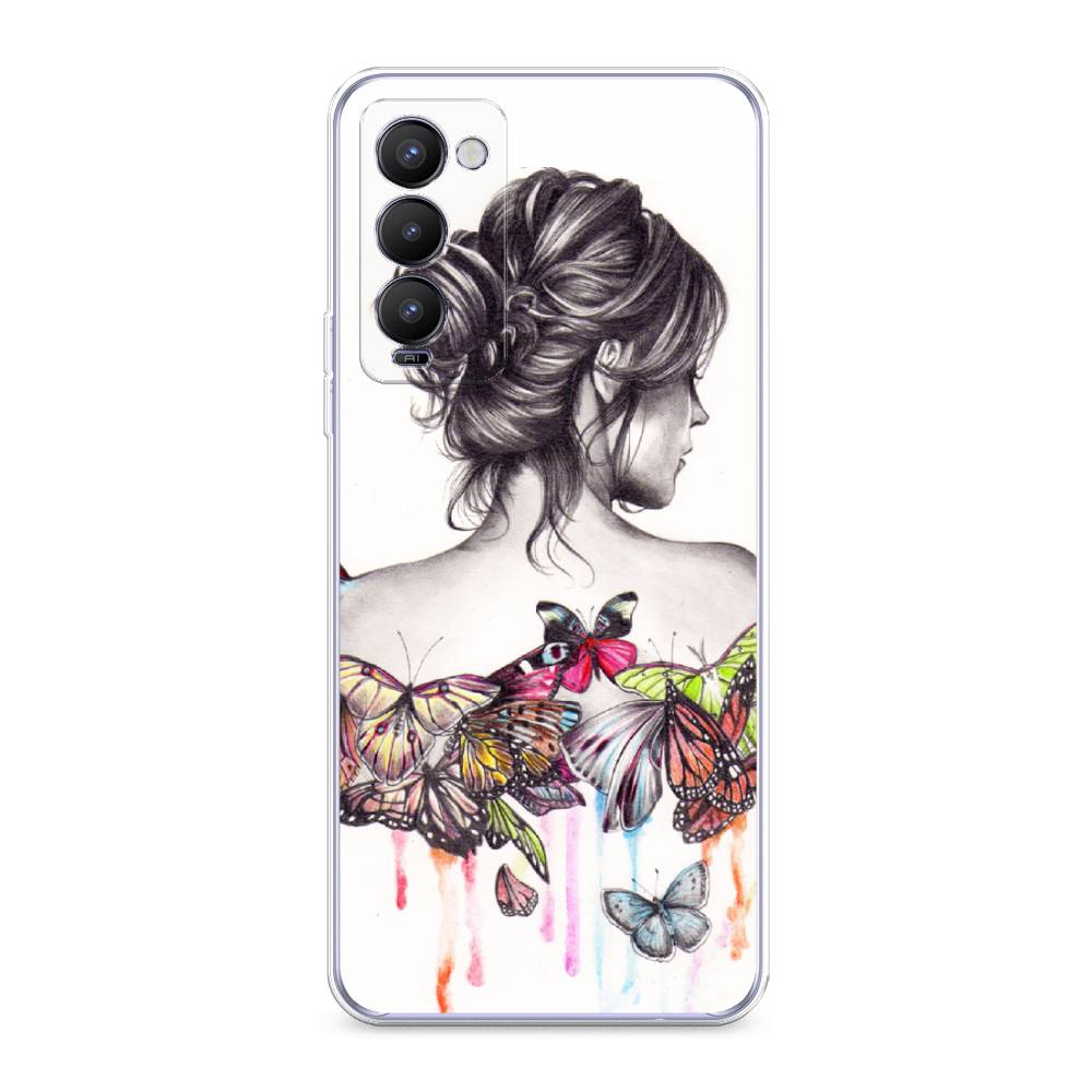фото Чехол awog "девушка с бабочками" для tecno camon 18