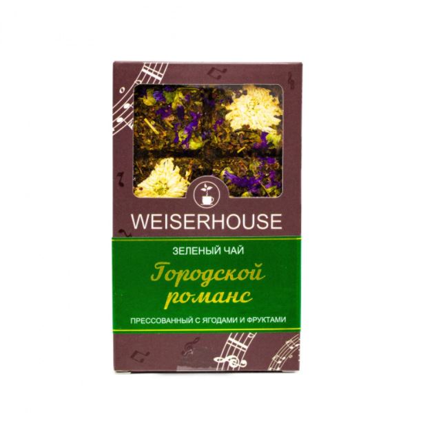 фото Чай weiserhouse городской романс, зелёный прессованный с ягодами и фруктами, плитка 75 г