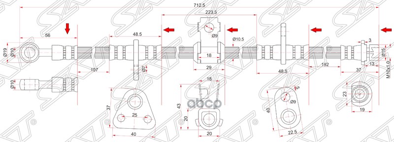 

Шланг тормозной SAT ST01464SM4010