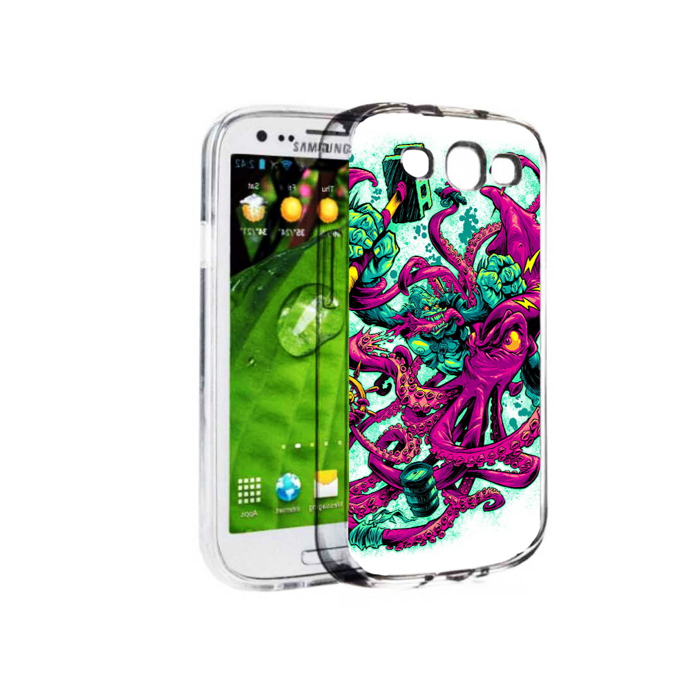 

Чехол MyPads Tocco для Samsung Galaxy S3 фиолетовый кракен (PT123108.507.657), Прозрачный, Tocco