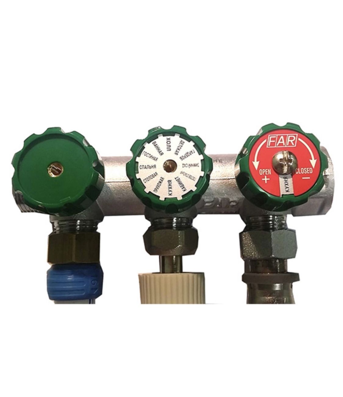 

Регулирующий модульный коллектор FAR 3821 3412 TP 3/4" (ВР-HP) на два отвода 1/2" (HP), Хром, FM4,3,2