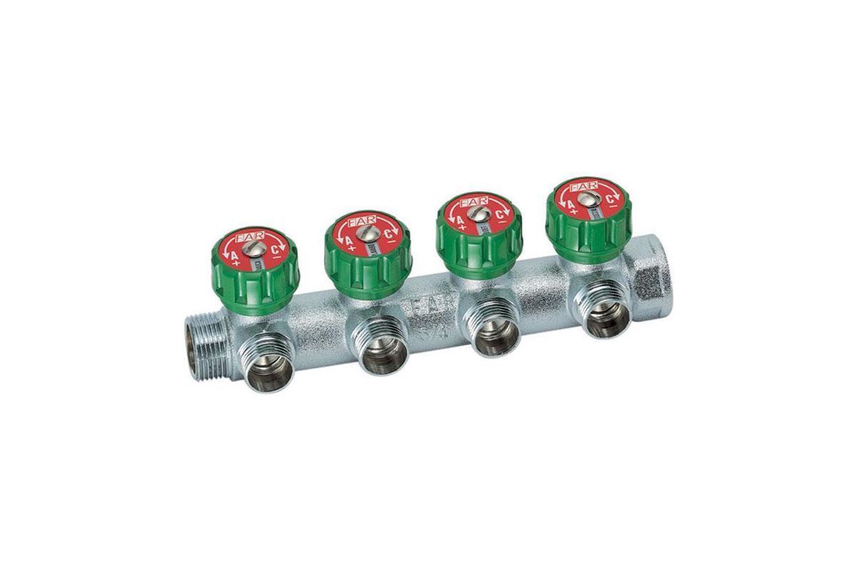 

Регулирующий коллектор с 4 отводами FAR FK 3824 3412TP, Хром, njkgюбл563259