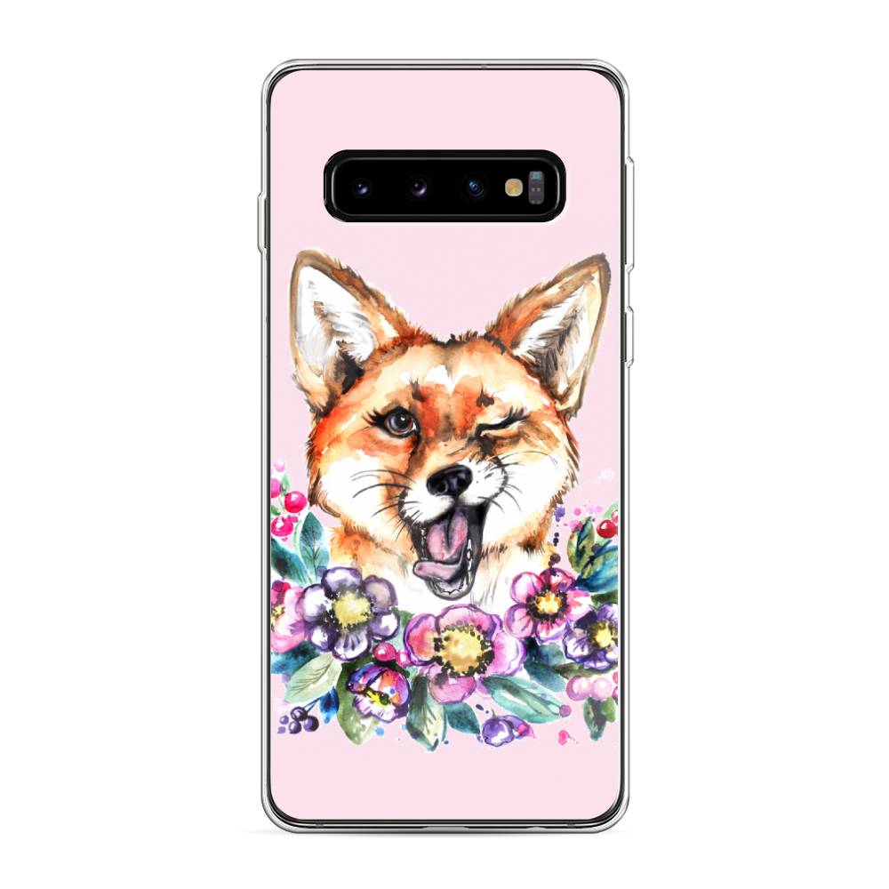 

Чехол Awog на Samsung Galaxy S10 "Подмигивающая лиса", Разноцветный, 27050-10