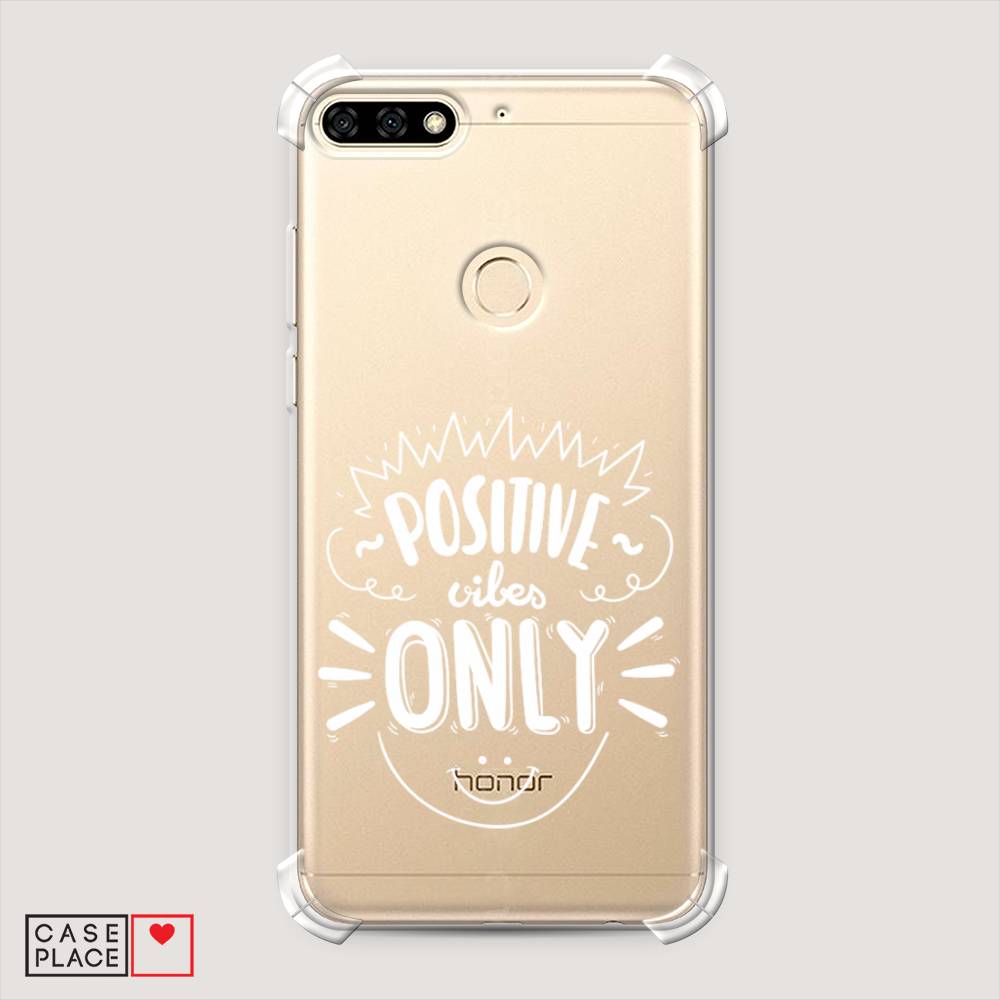 

Чехол Awog на Honor 7C "Positive vibes only графика", Белый, 64551-1