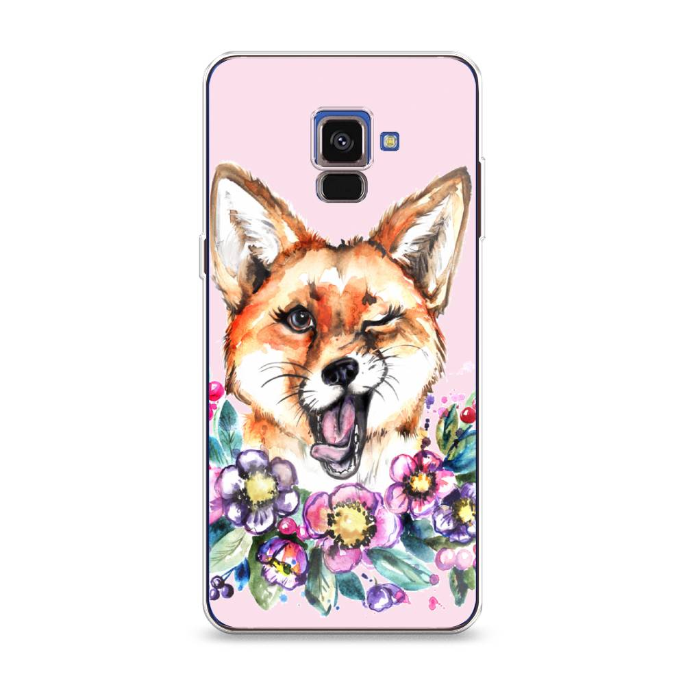 

Чехол Awog на Samsung Galaxy A8 2018 "Подмигивающая лиса", Разноцветный, 25450-10