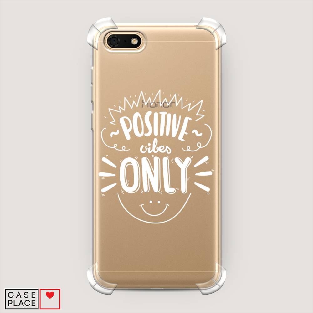 

Чехол Awog на Honor 7A "Positive vibes only графика", Белый, 65251-1