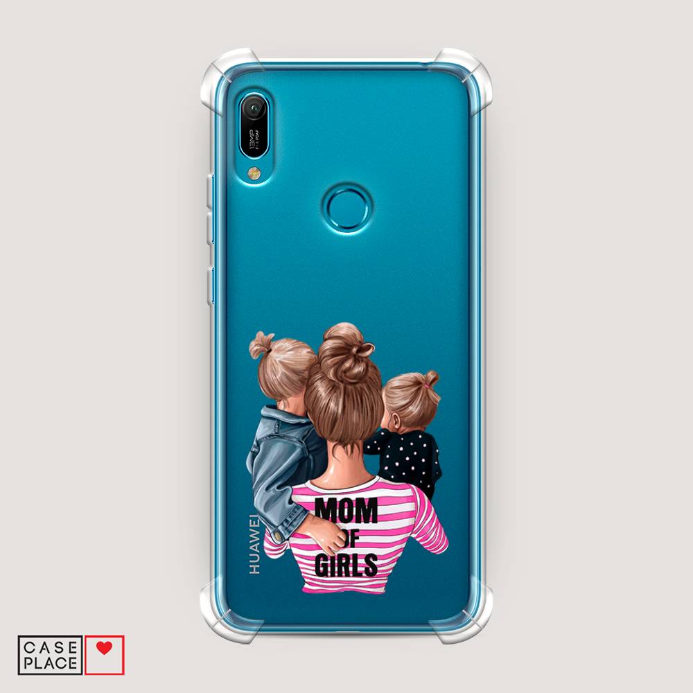 

Чехол Awog на Huawei Y6 2019 "Mom of Girls", Синий;розовый;черный, 68651-1