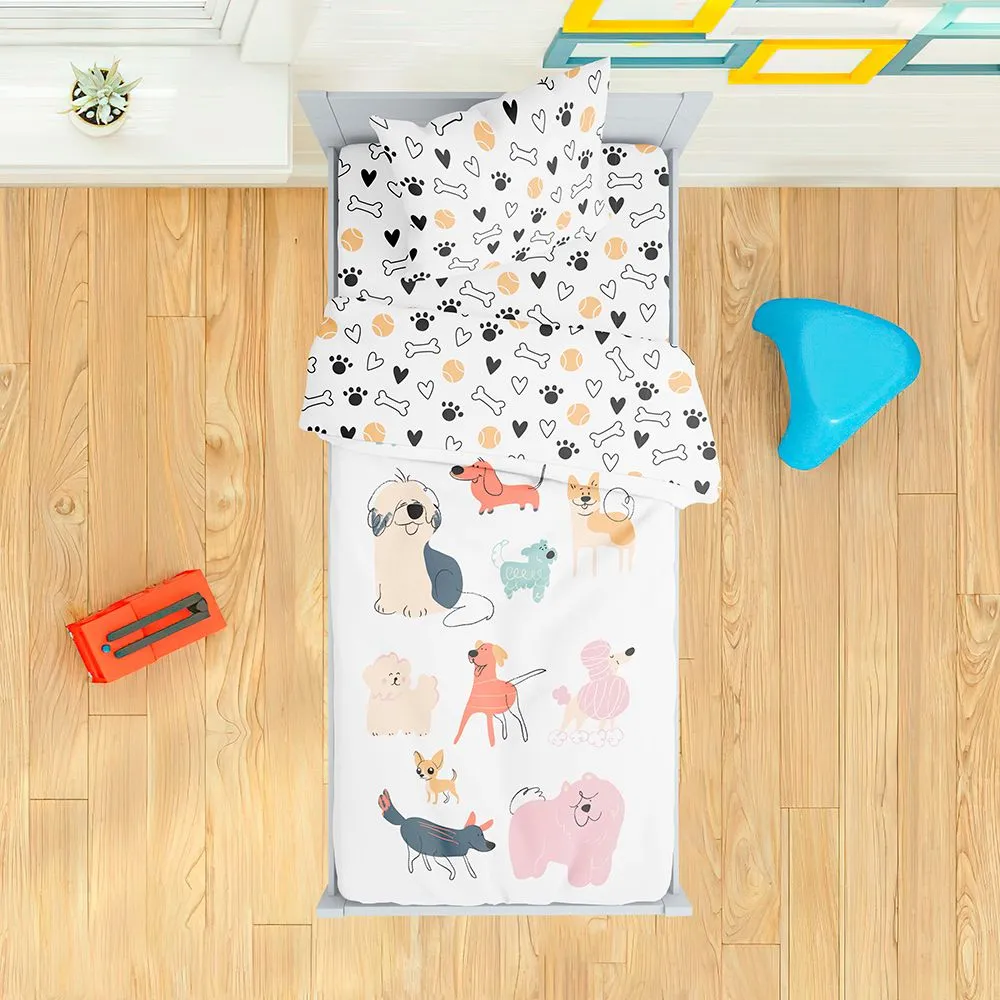 

Комплект постельного белья BELLEHOME Собачьи радости 200 TC, сатин, 1,5 спальный