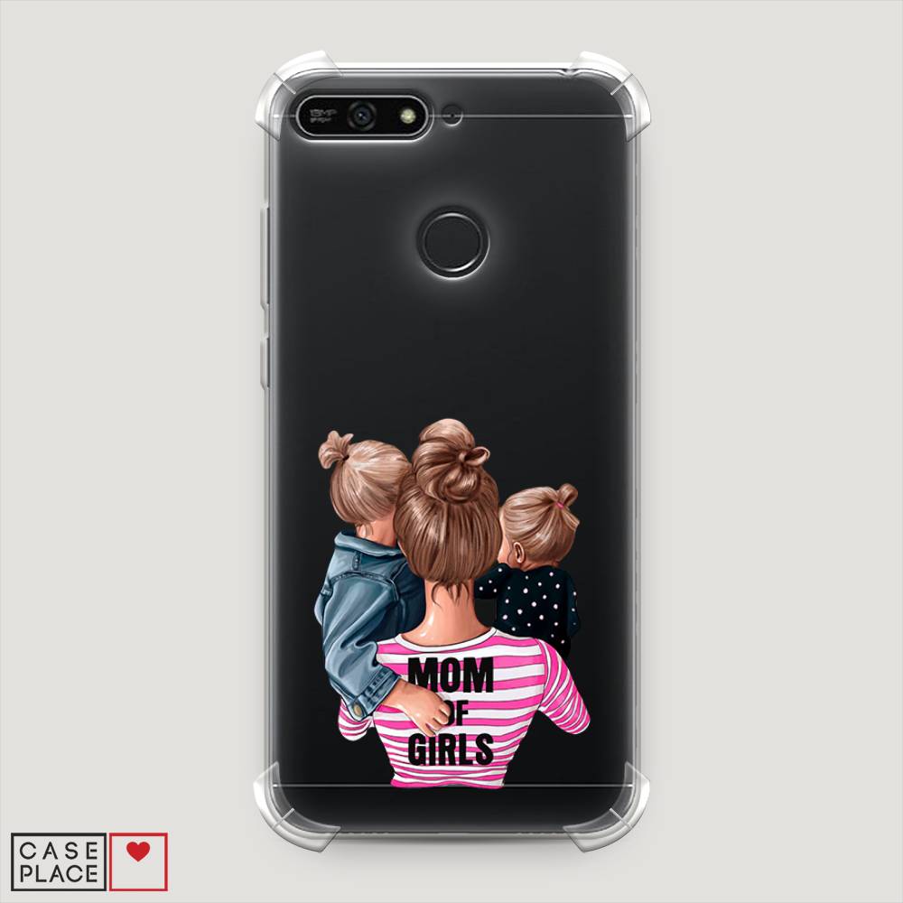 

Чехол Awog на Honor 7A Pro "Mom of Girls", Синий;розовый;черный, 65451-1