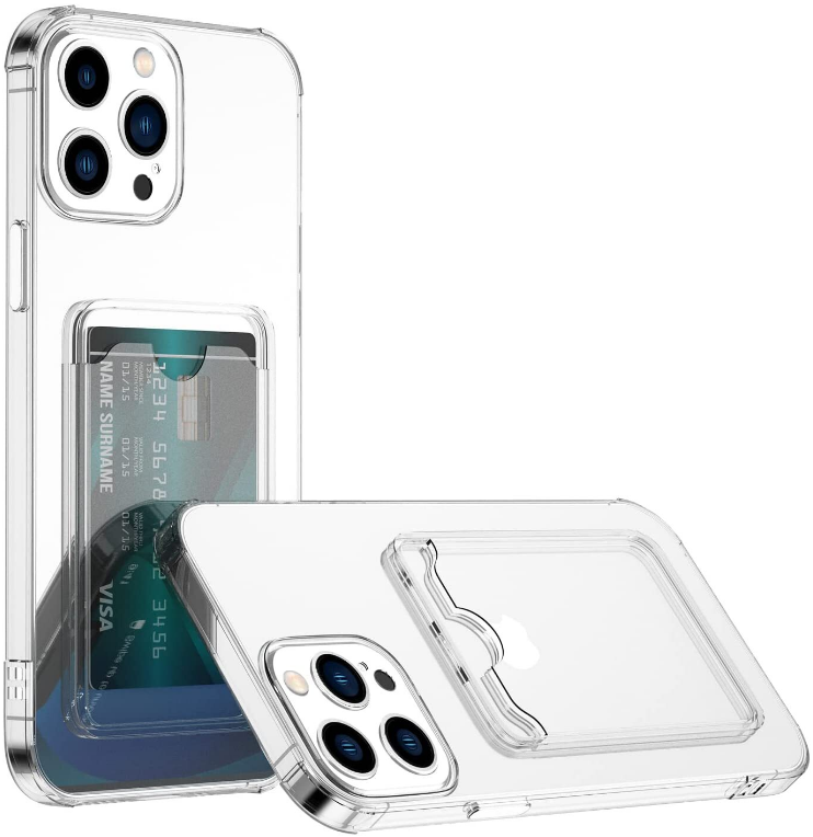 

Чехол-накладка Card Case для iPhone 12 силикон c держателем для карт (прозрачный)
