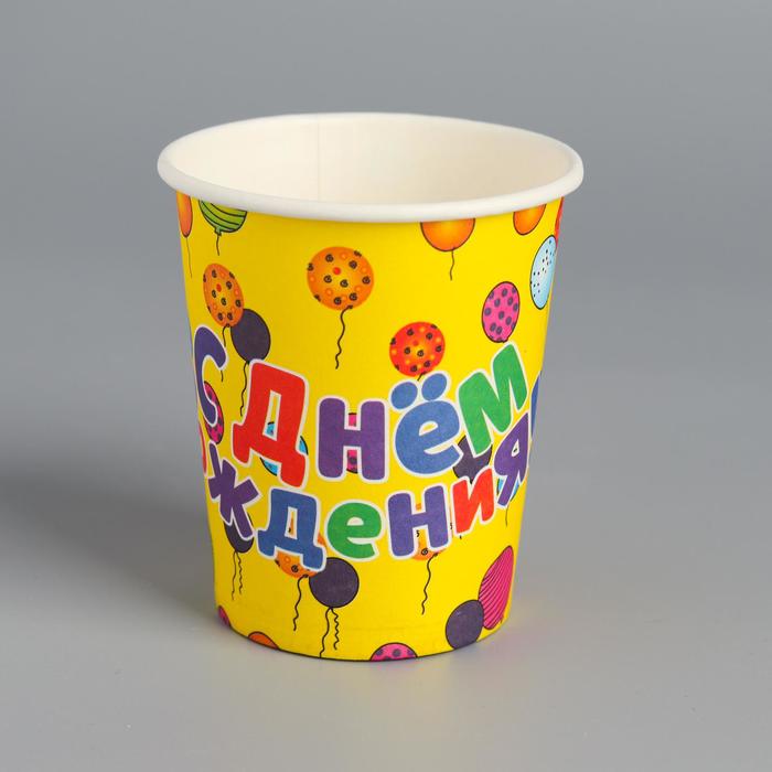 

Стакан бумажный С днём рождения набор 6 шт, Разноцветный