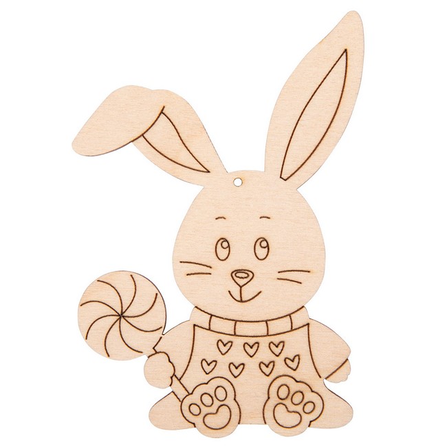 

Заготовки для творчества Заготовка для декорирования Подвеска Зайчик с леденцом №2 фанера