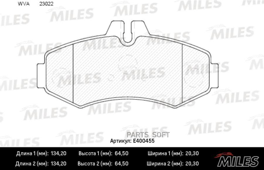 

Колодки Тормозные Mb Vito 93-03, Sprinter (901-903) -06 Передние Low-Metallic Miles Miles