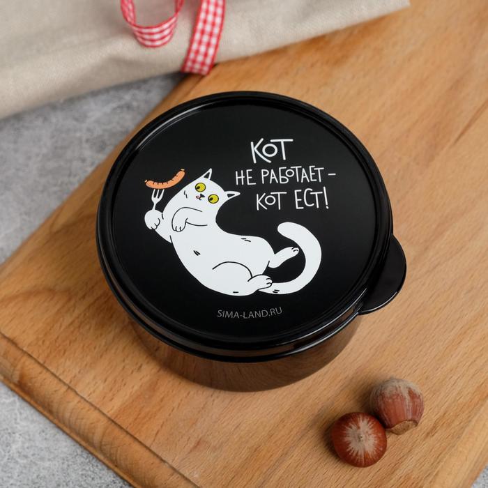 

Ланч-бокс Кот не работает, 0.3 л, Черный
