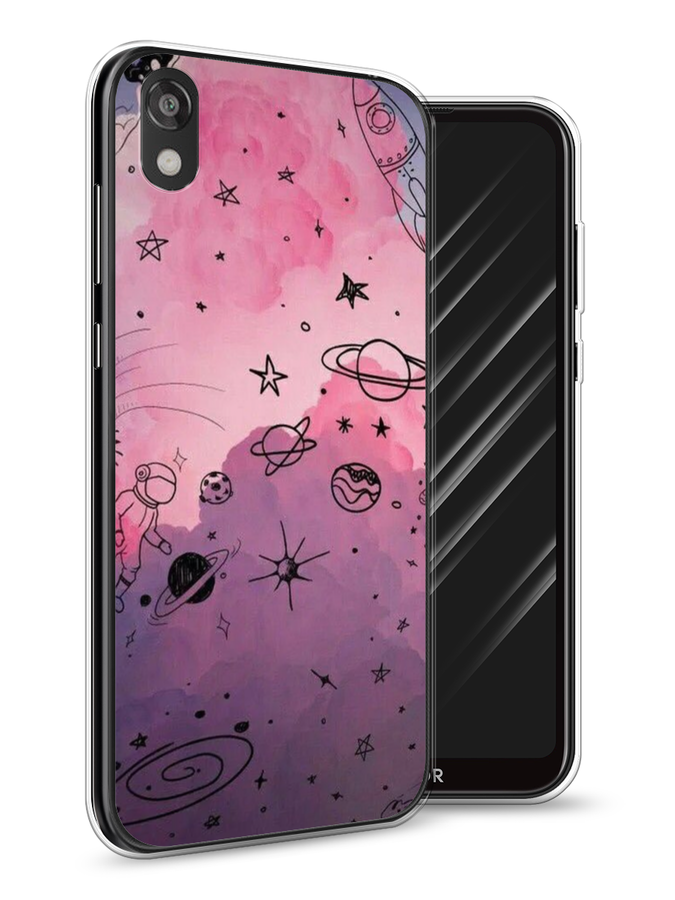 

Чехол Awog на Huawei Y5 2019 "Радуга планет 3", Черный;розовый, 69050-4