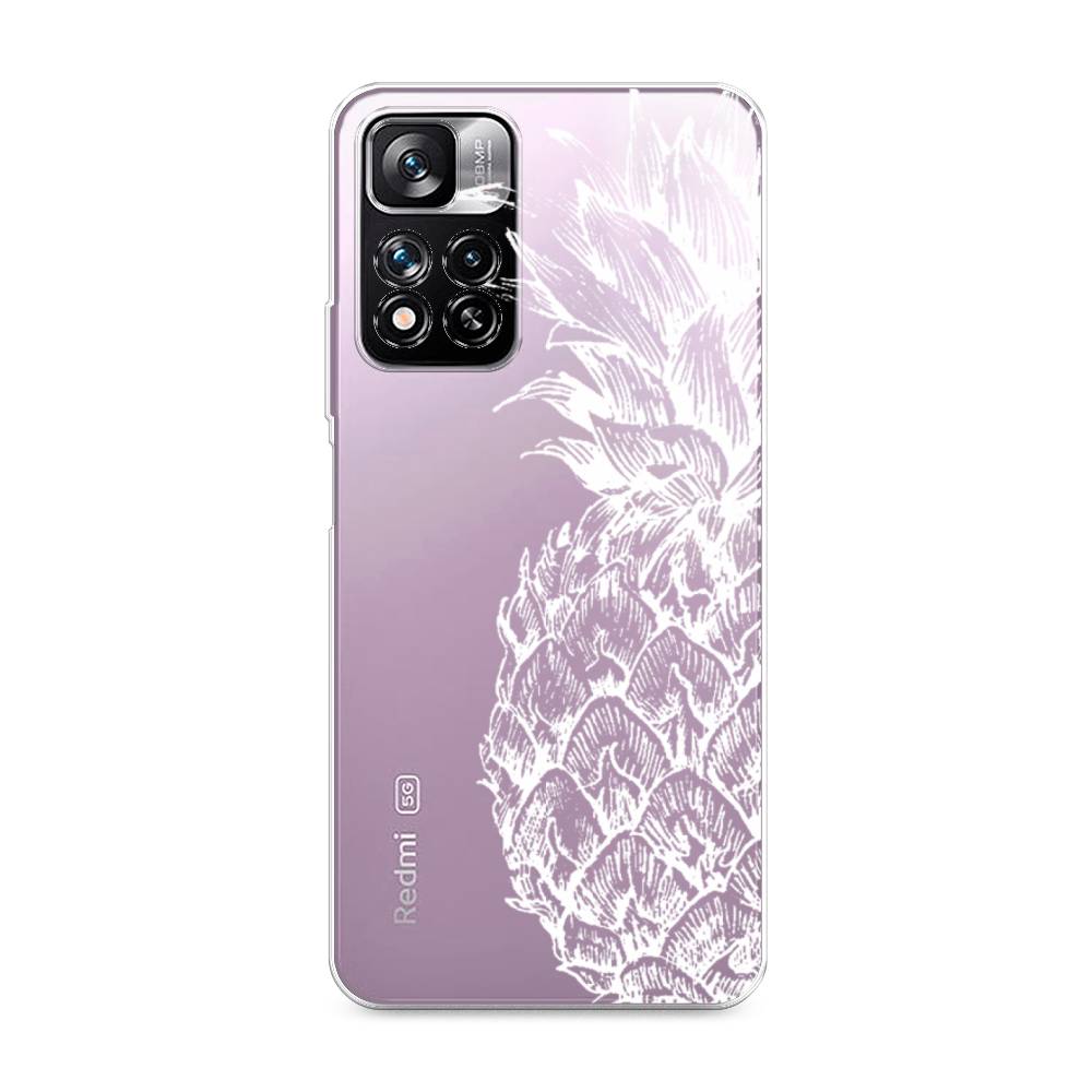 фото Силиконовый чехол "ананас графика белая" на xiaomi redmi note 11 pro plus awog