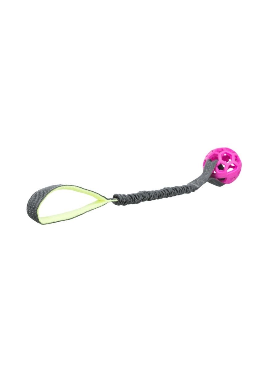 фото Игрушка для собак trixie трr мяч на веревке с амортизатором 9 х 48 см, в ассортименте