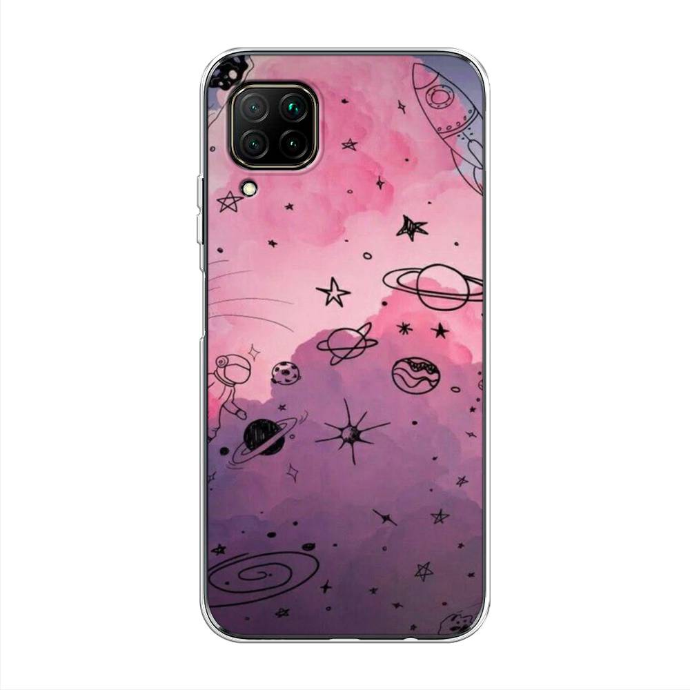 

Чехол Awog на Huawei P40 Lite "Радуга планет 3", Черный;розовый, 611650-4