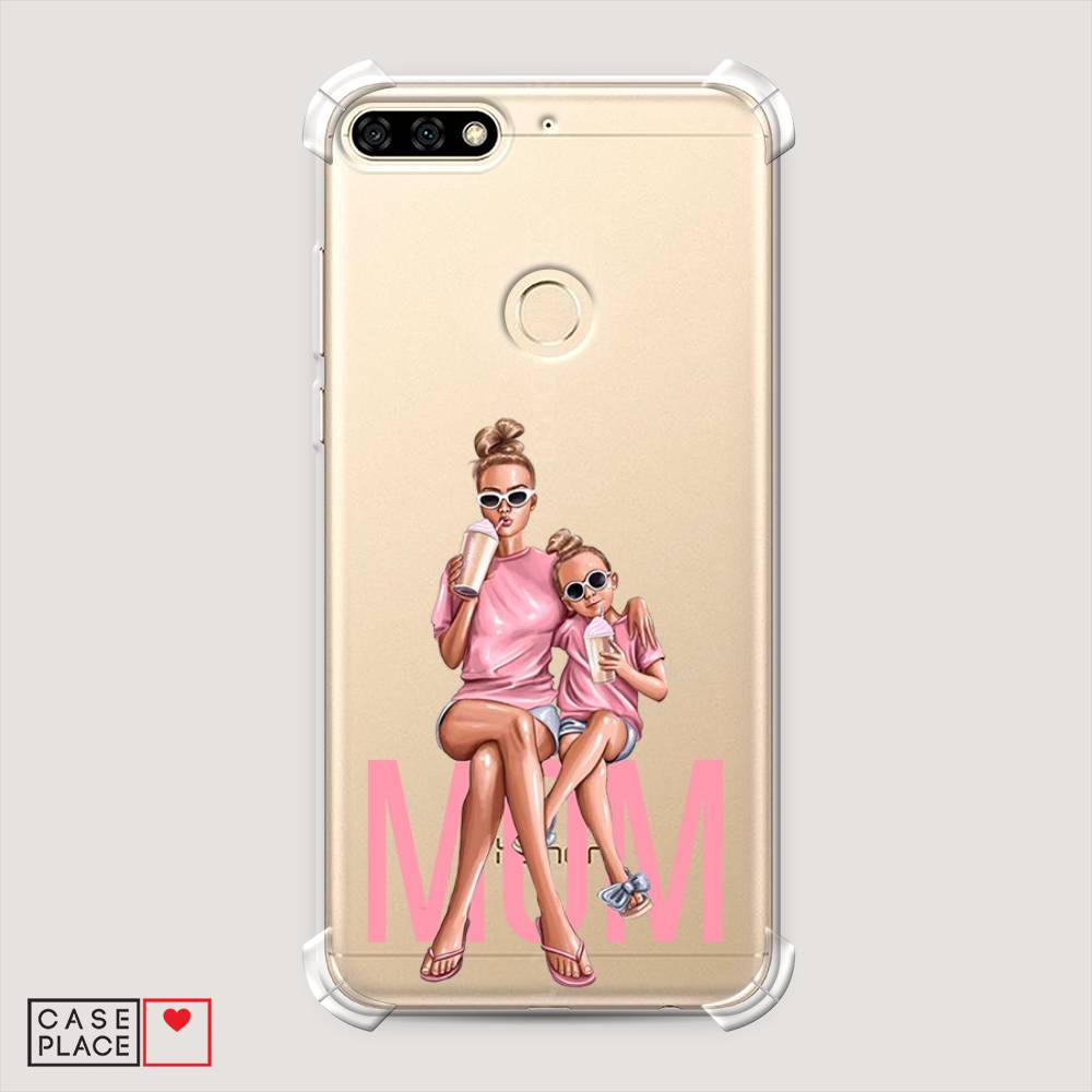 

Чехол Awog на Honor 7C "Lovely mom", Синий;бежевый;розовый, 64551-1