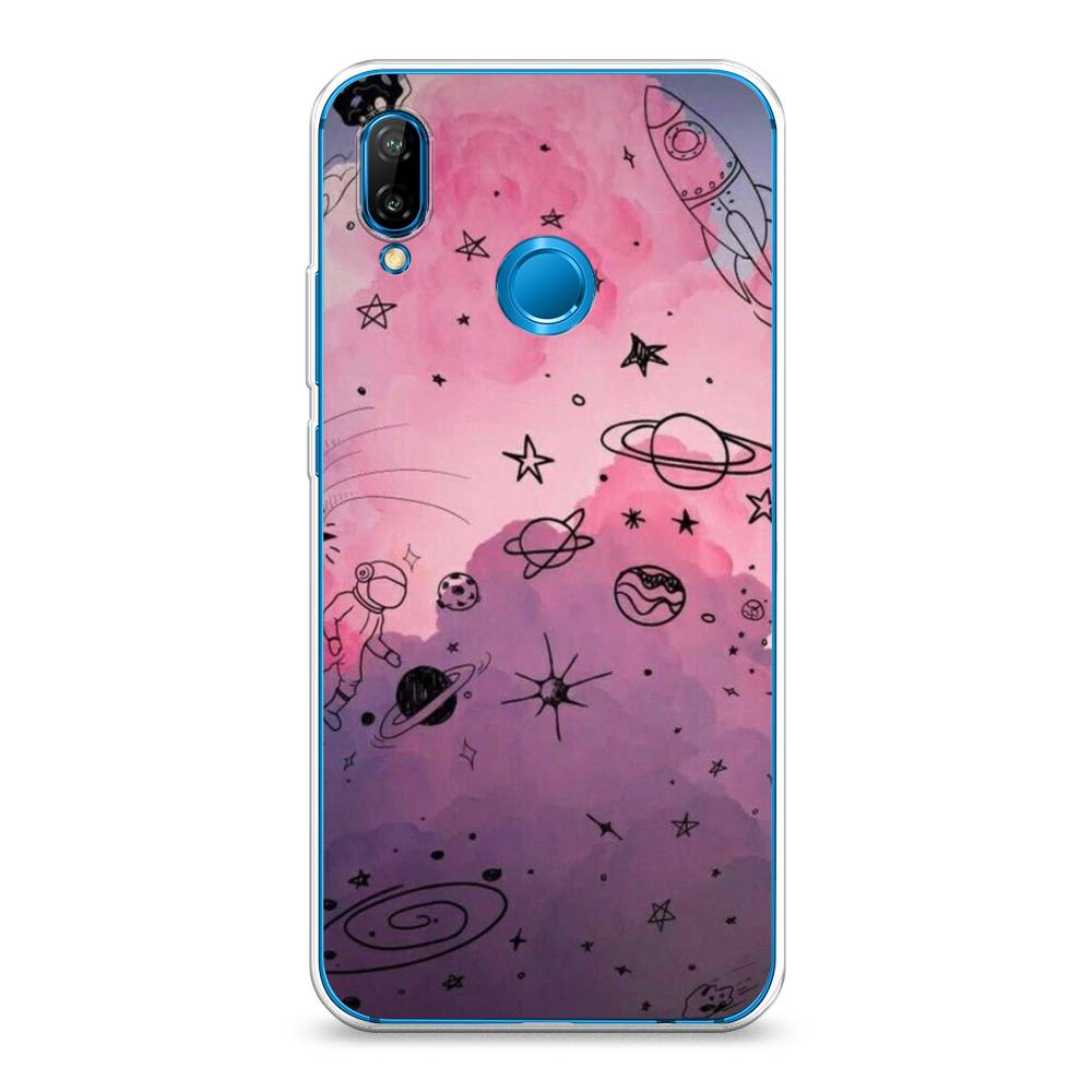 

Чехол Awog на Huawei P20 Lite "Радуга планет 3", Черный;розовый, 64450-4