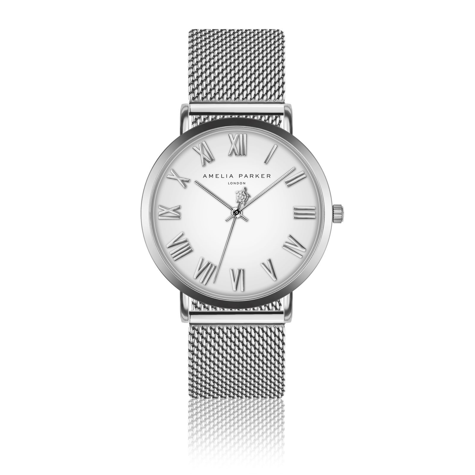 фото Часы наручные кварцевые женские amelia parker grand blanc silver mesh/ab7-b018s