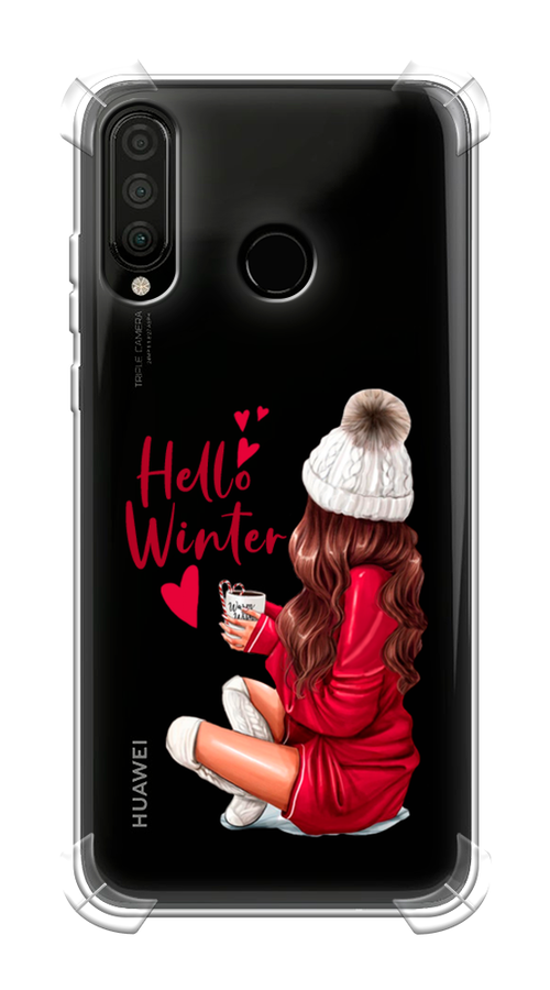 

Чехол Awog на Huawei P30 Lite "Hello winter", Красный;коричневый;белый