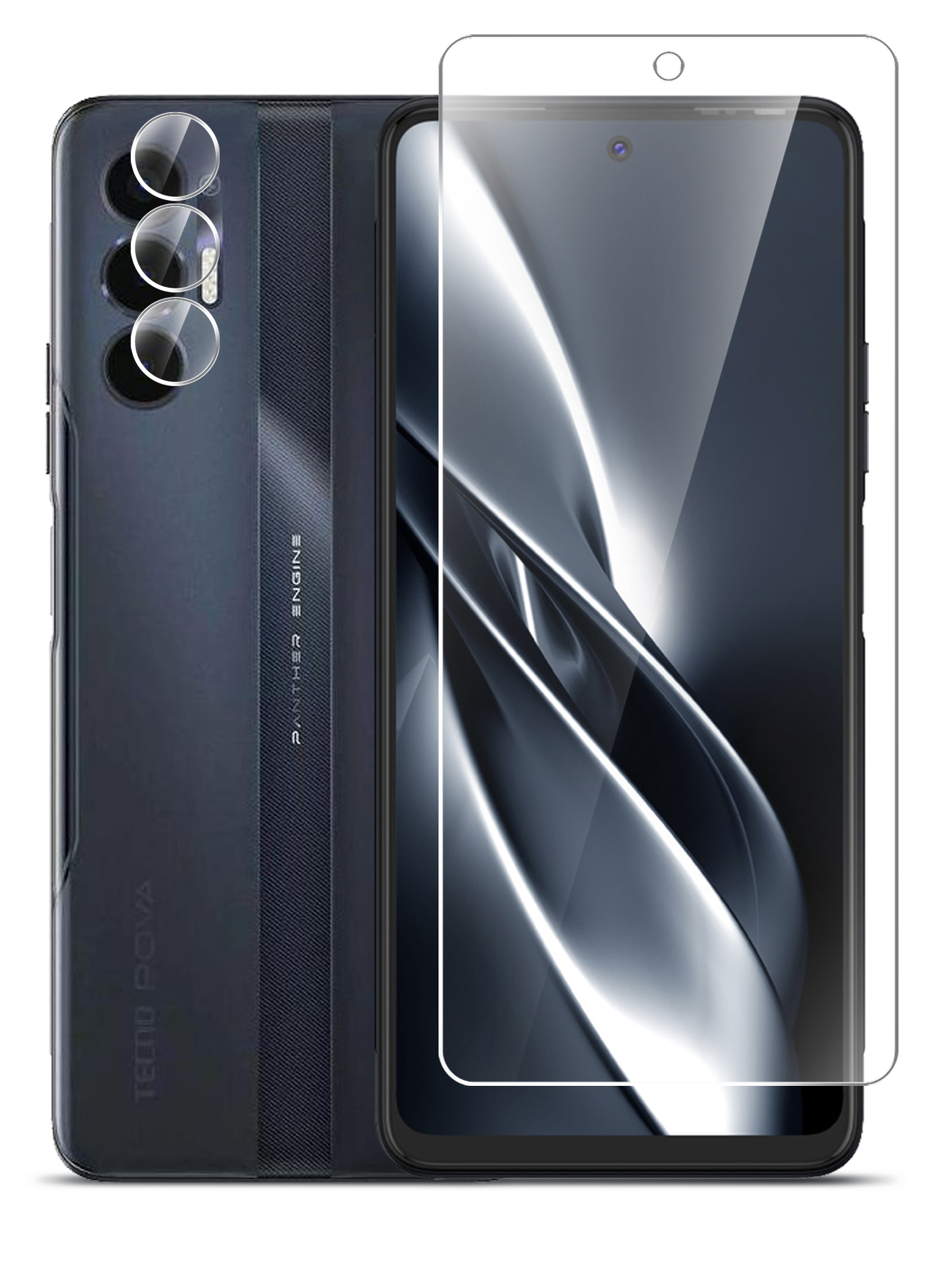 

Гибридное защитное стекло Brozo на экран и камеру Tecno Pova 3
