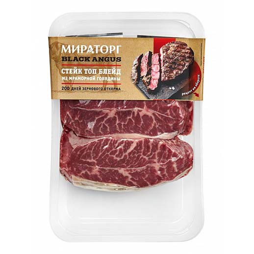 

Стейк Топ Блейд говяжий без кости Мираторг Black Angus охлажденный 240 г