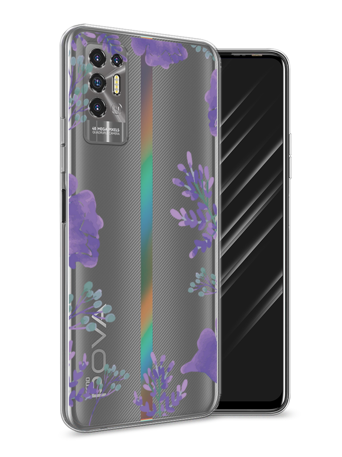 

Чехол Awog на Tecno Pova 2 "Сиреневая цветочная рамка", Разноцветный, 300550-8