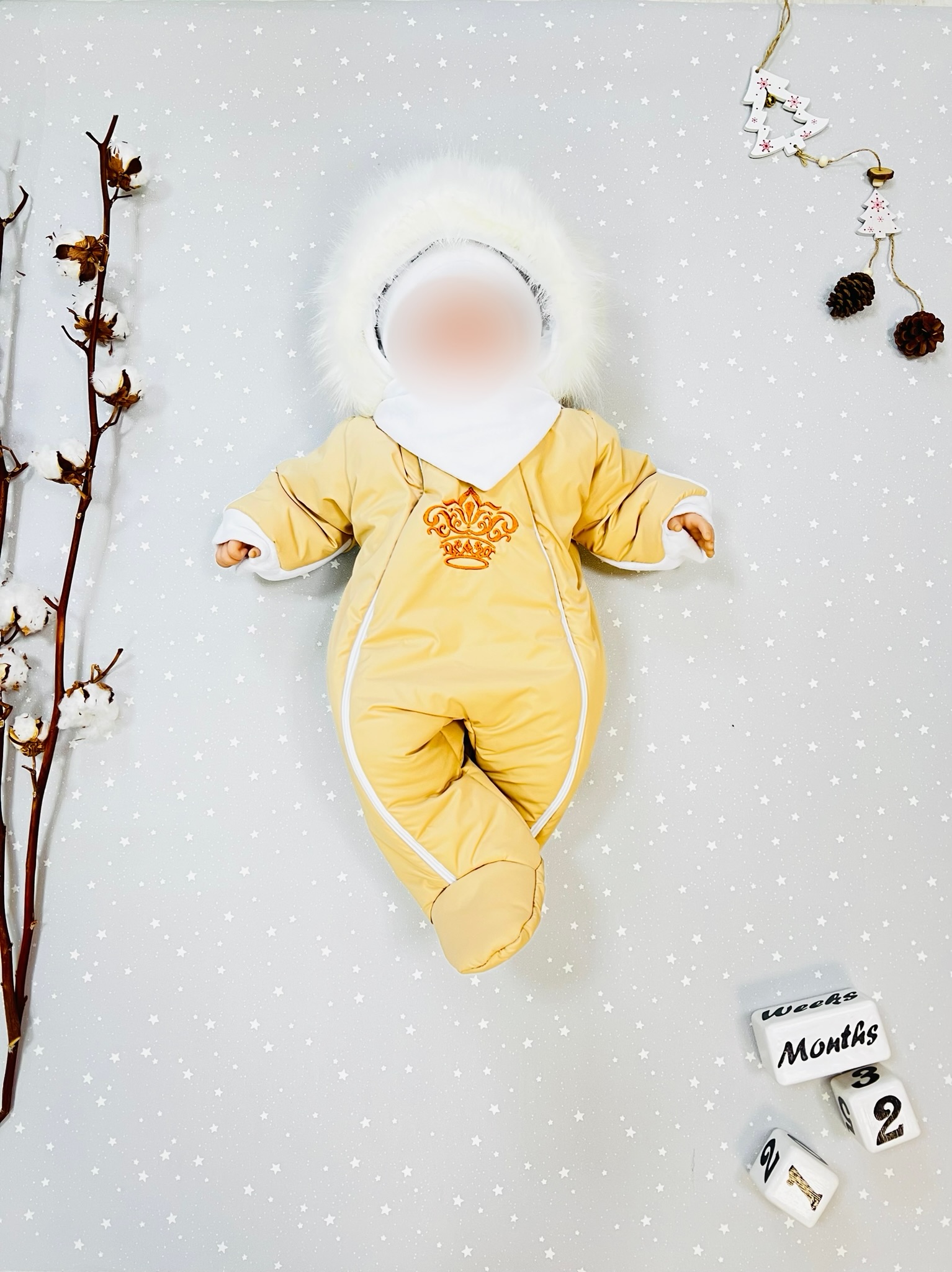 Комбинезон детский MomBaby Пушок, кремовый, 56 белый слюнявчик с принтом звезды dan maralex детский