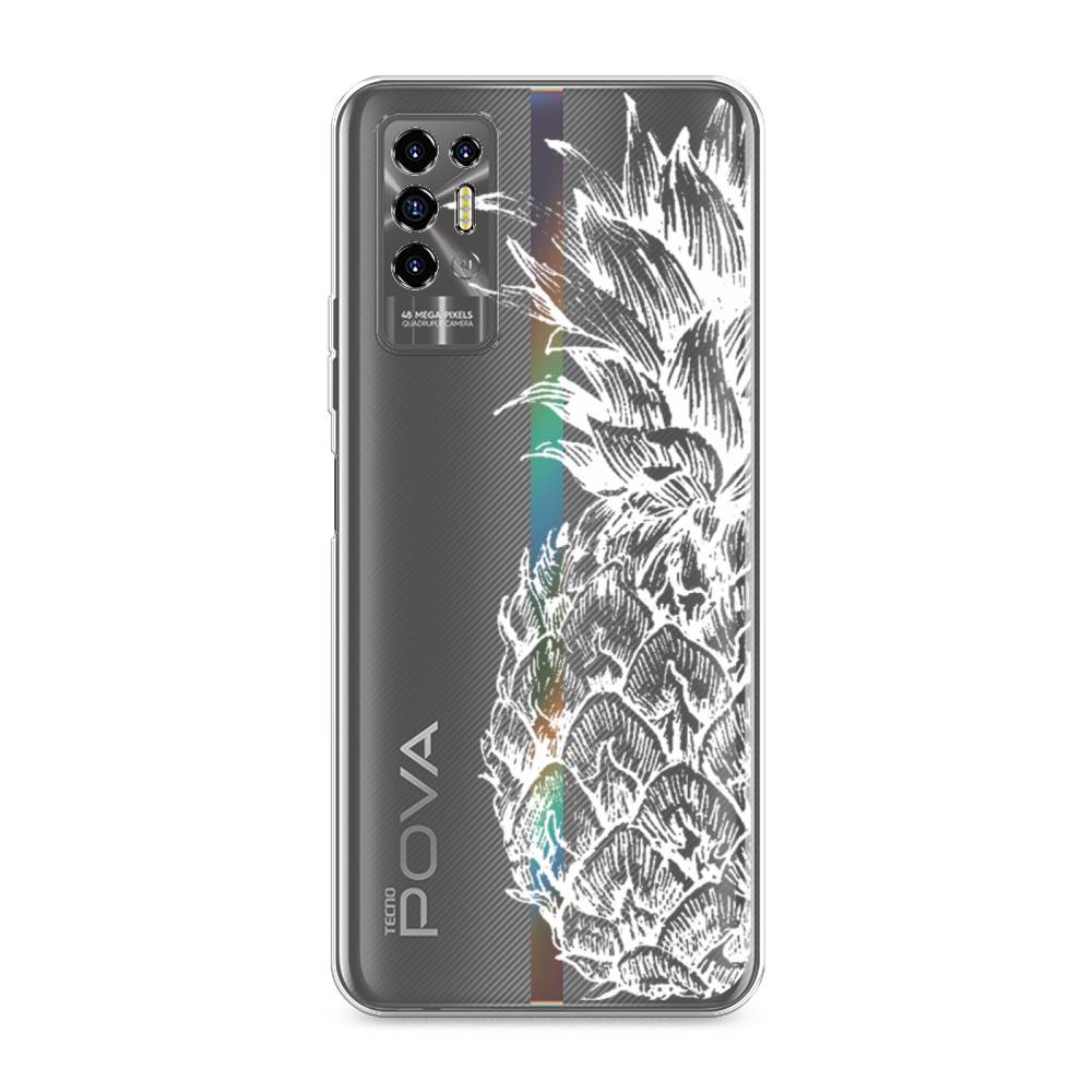 

Чехол Awog на Tecno Pova 2 "Ананас графика белая", Разноцветный, 300550-10
