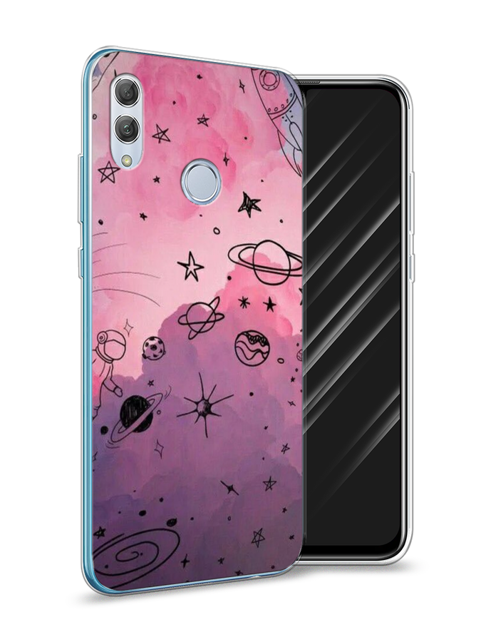 

Чехол Awog на Huawei P Smart 2019 "Радуга планет 3", Черный;розовый, 67250-4