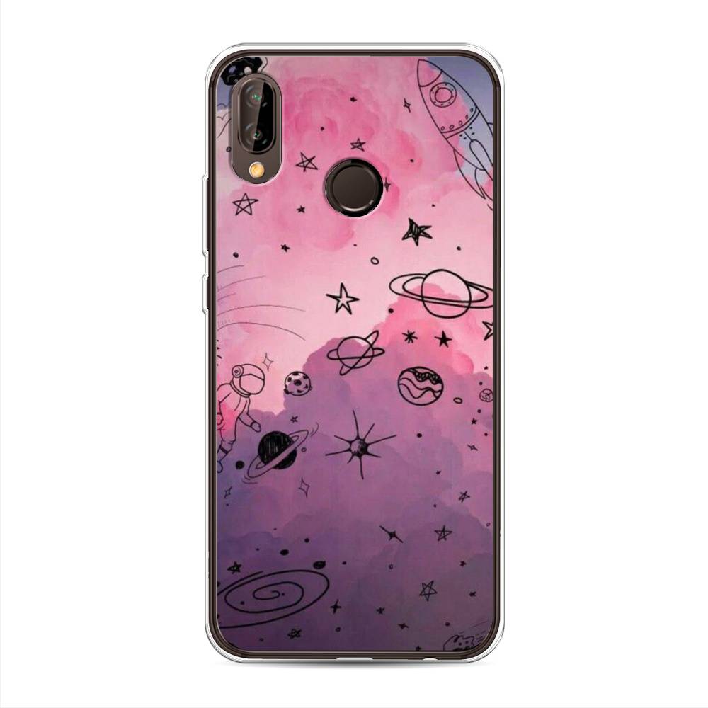 

Чехол Awog на Huawei Nova 3 "Радуга планет 3", Черный;розовый, 66150-4