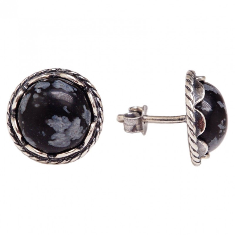 

Серьги пусеты женские Хорошие вещи 1965 обсидиан черный, 1965