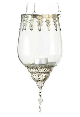

Подвесной подсвечник под чайную свечу ШАРМИЛА, стекло, алюминий, серебряный, 28 см, Boltze