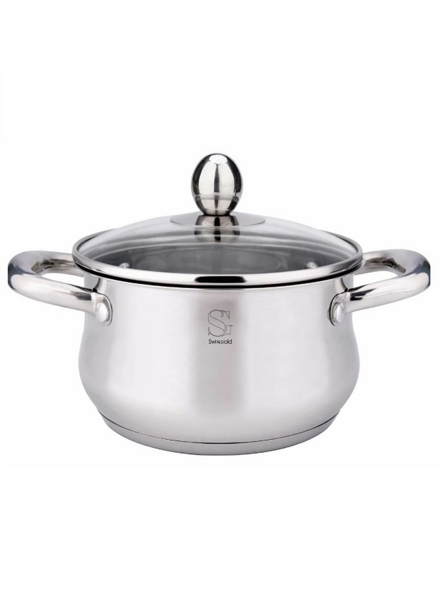 

Кастрюля Swisgold SG-18057 Virgo, 2.6 л, с крышкой из нержавеющей стали, Серебристый, SG-18057