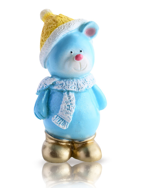 Свеча Новогодняя Home Dekor Мишка в шапке, голубой, 8*8*17,5 см