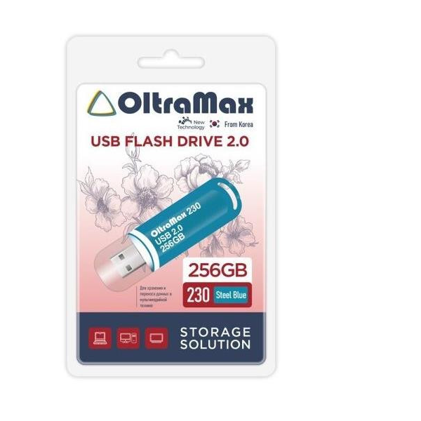 

Флешка OLTRAMAX OM-256GB-230-Steel Blue 256 ГБ синий (80404030101), OM-256GB-230-Steel Blue