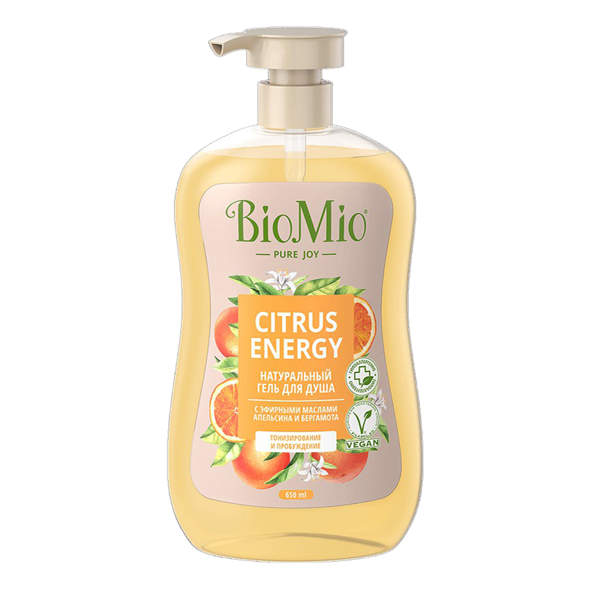 Гель для душа BioMio Citrus Energy с эфирными маслами апельсина и бергамота 650 мл 590₽