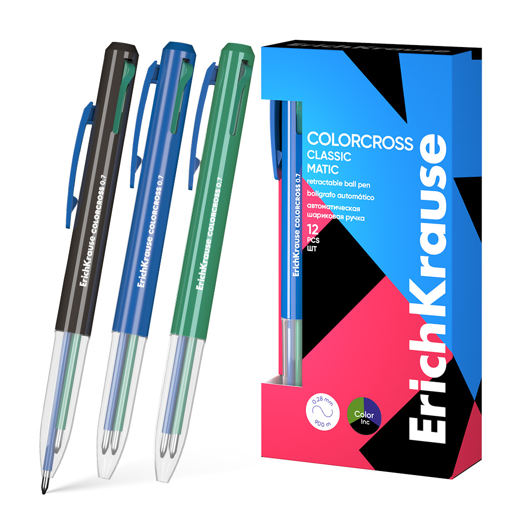 

Ручка шариковая автоматическая 3 в 1 ErichKrause Colorcross 61090 в коробке по 12 штук