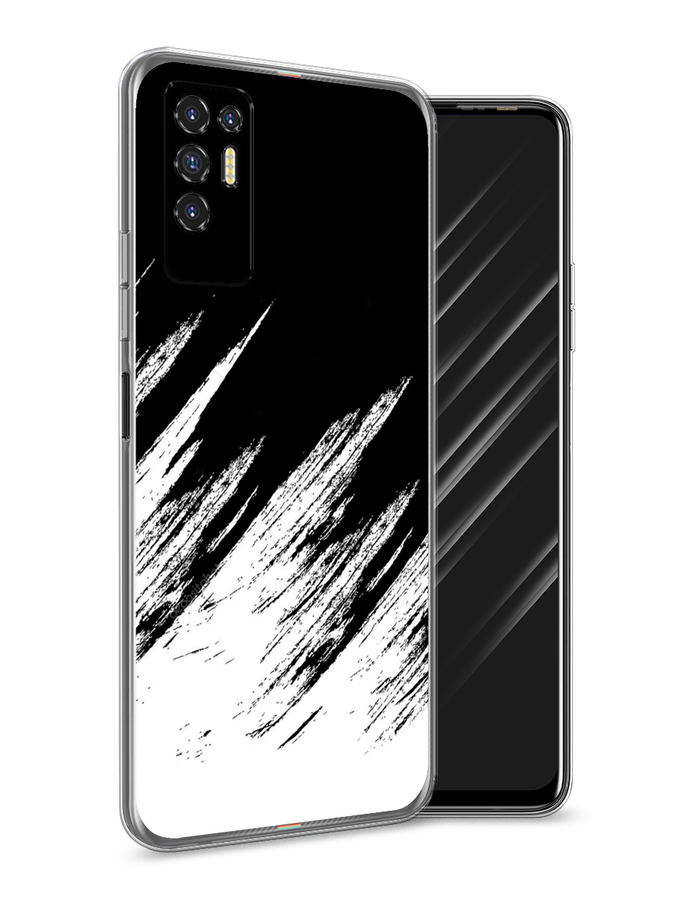 

Чехол Awog на Tecno Pova 2 "Черно белые брызги", Разноцветный, 300550-3