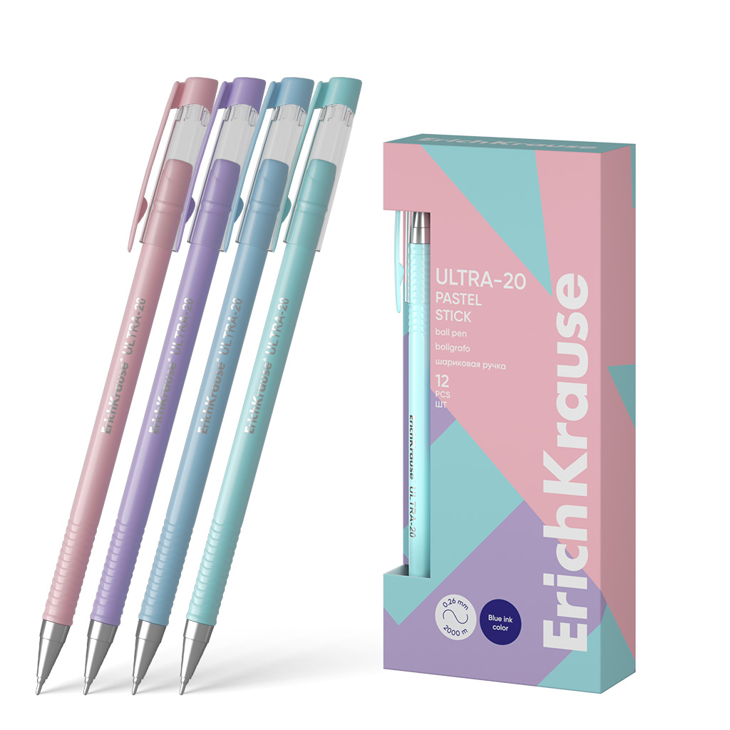 

Ручка шариковая ErichKrause ULTRA-20 Stick Pastel 61030 0,7, в коробке по 12 штук